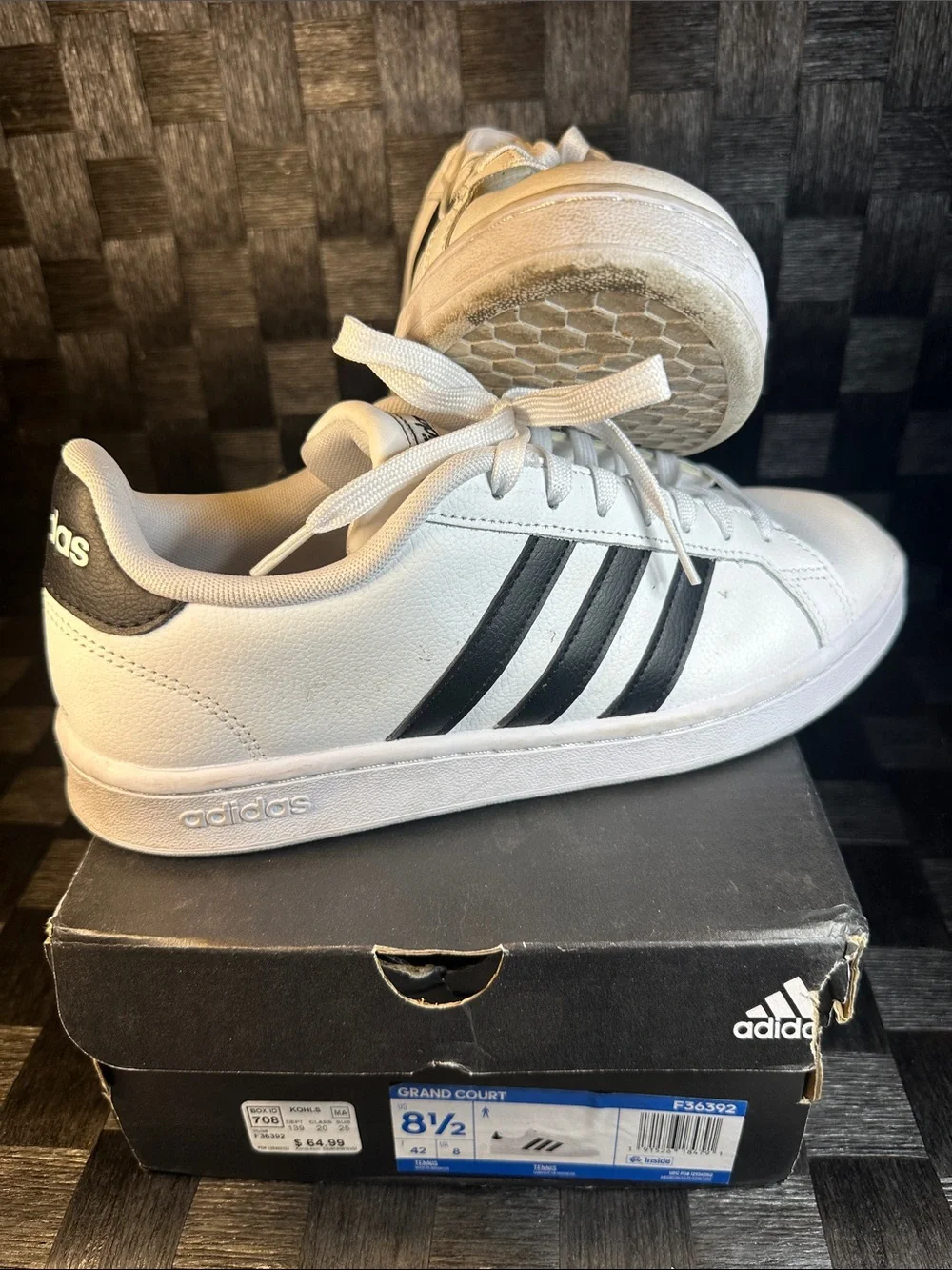 adidas Men’s White Sneakers with Black Stripes
